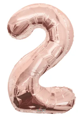 Foil Balloon Number 2 Rose Gold 34in