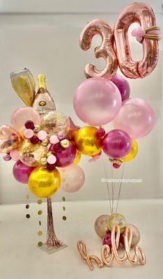 Colors and champagne! Balloon Bouquet