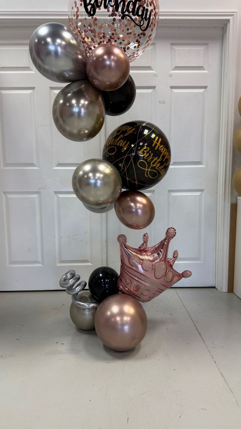 Elegant Rose Gold & Silver Balloons Bouquet