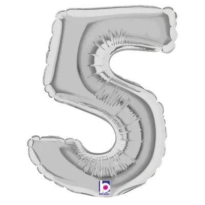 Foil Balloon Number 5 Silver 7in