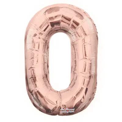 Foil Balloon Number 0 Rose Gold 14in