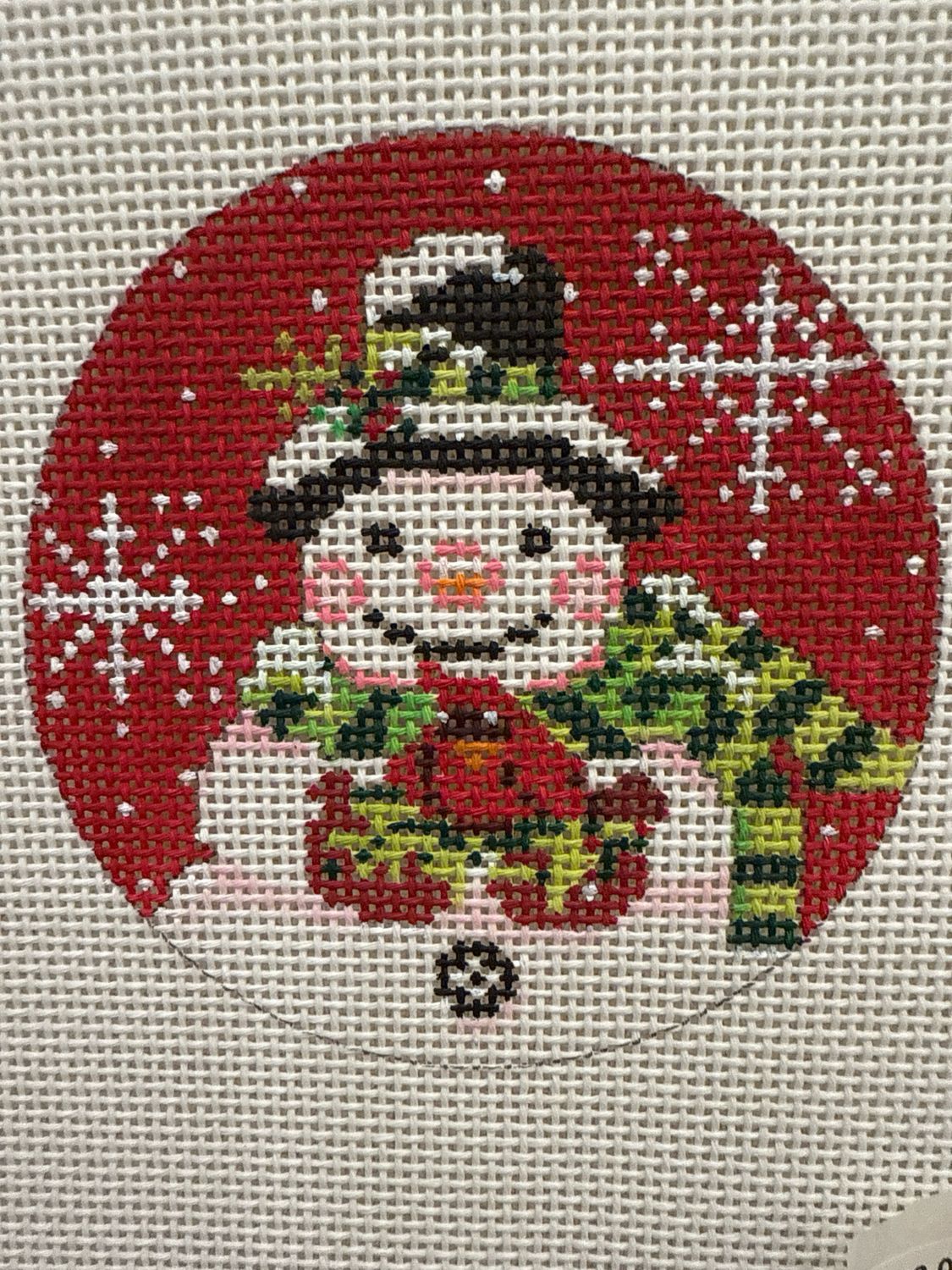 Snowman on Red Round (X248)