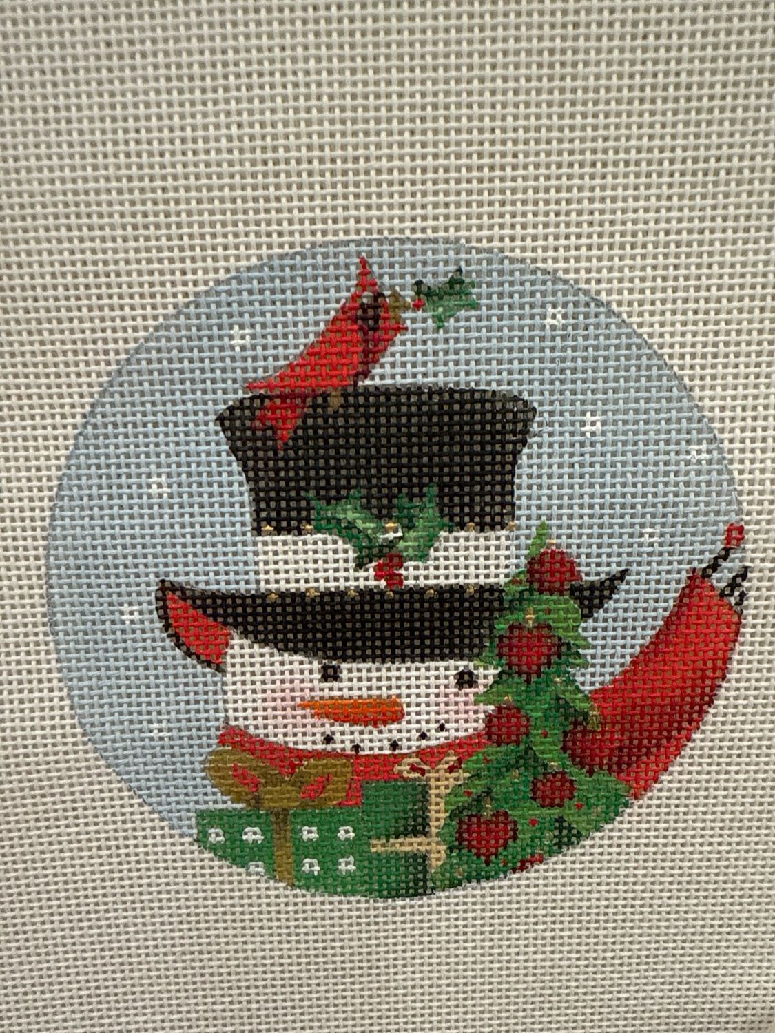 Snowman with Tree 4 inch round (2126)
