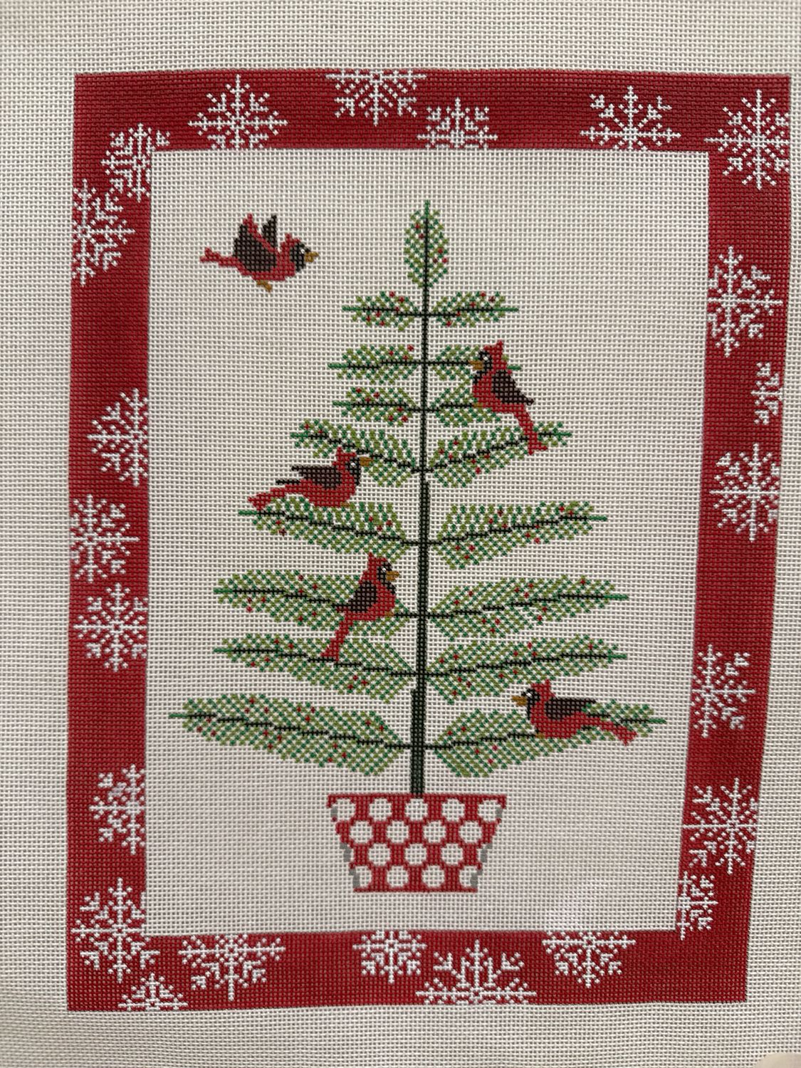 Cardinals in a Pine Tree (X055)