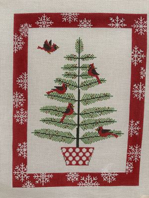 Cardinals in a Pine Tree (X055)