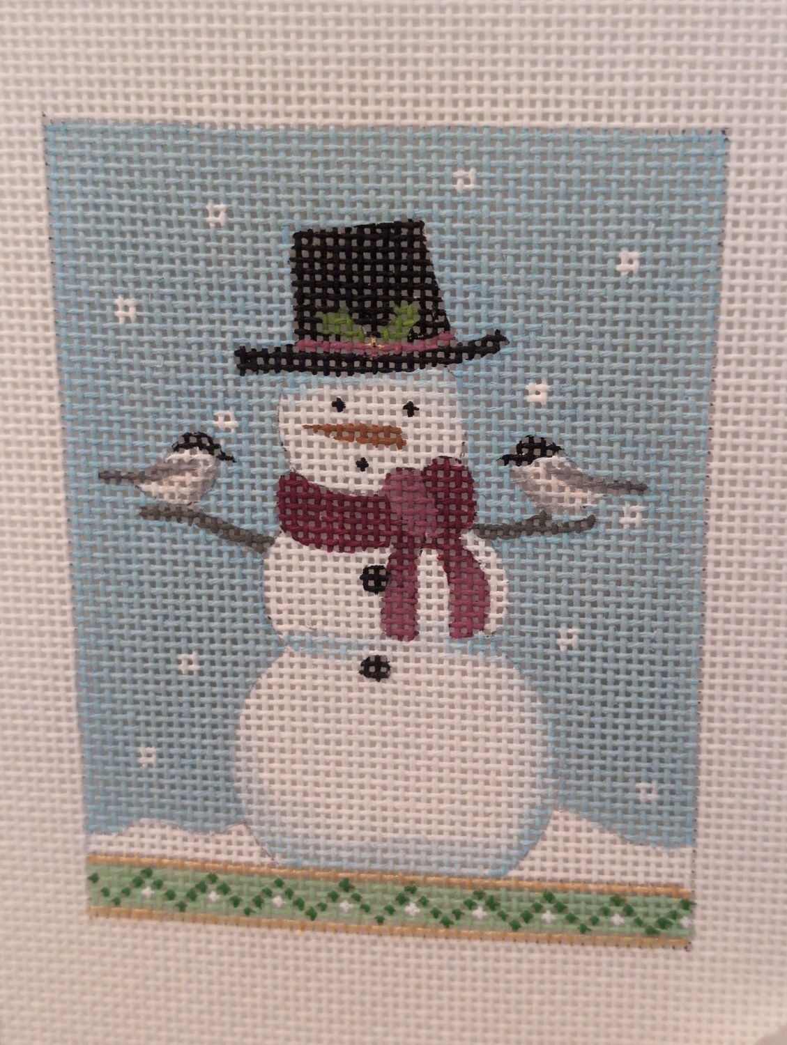 Snowman with Chickadees (1985D)