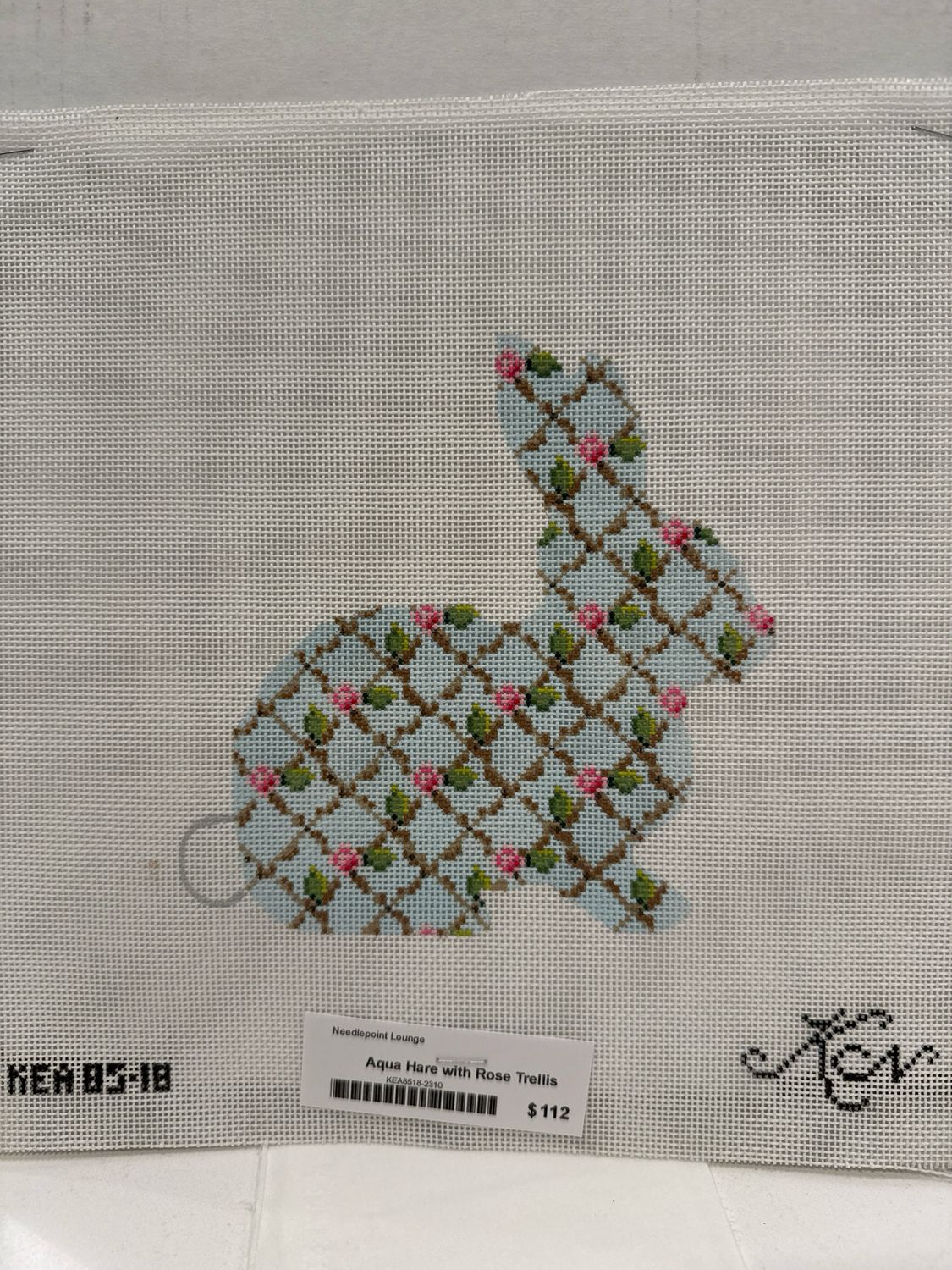 Aqua Hare with Rose Trellis (KEA8518)