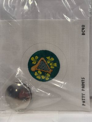 Harp Shamrock Button (BC48)
