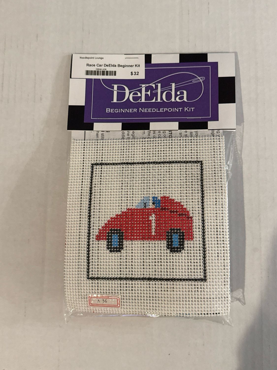 Race Car DeElda Beginner Needlepoint Kit (A36)