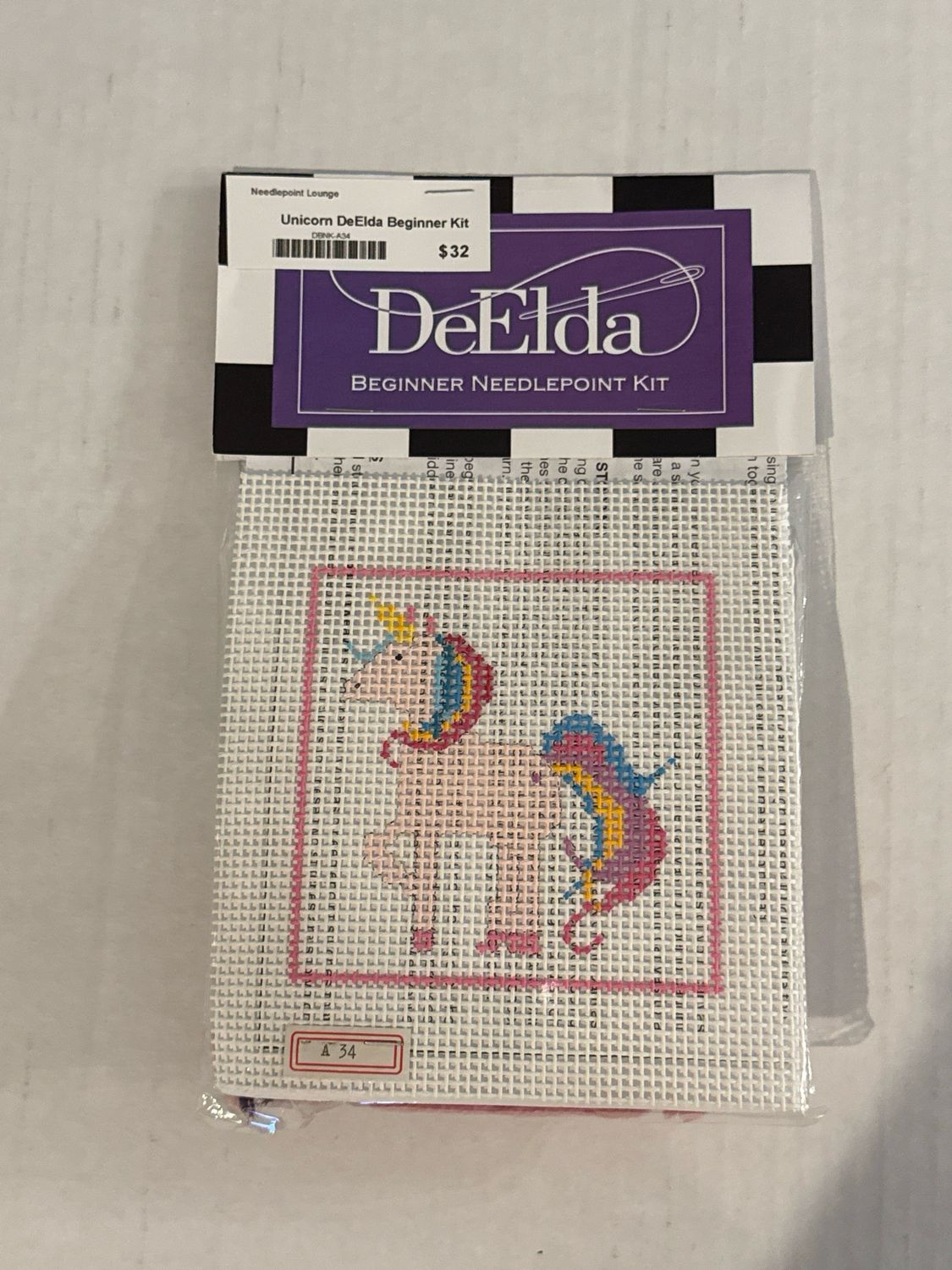 Unicorn DeElda Beginner Needlepoint Kit (A34)