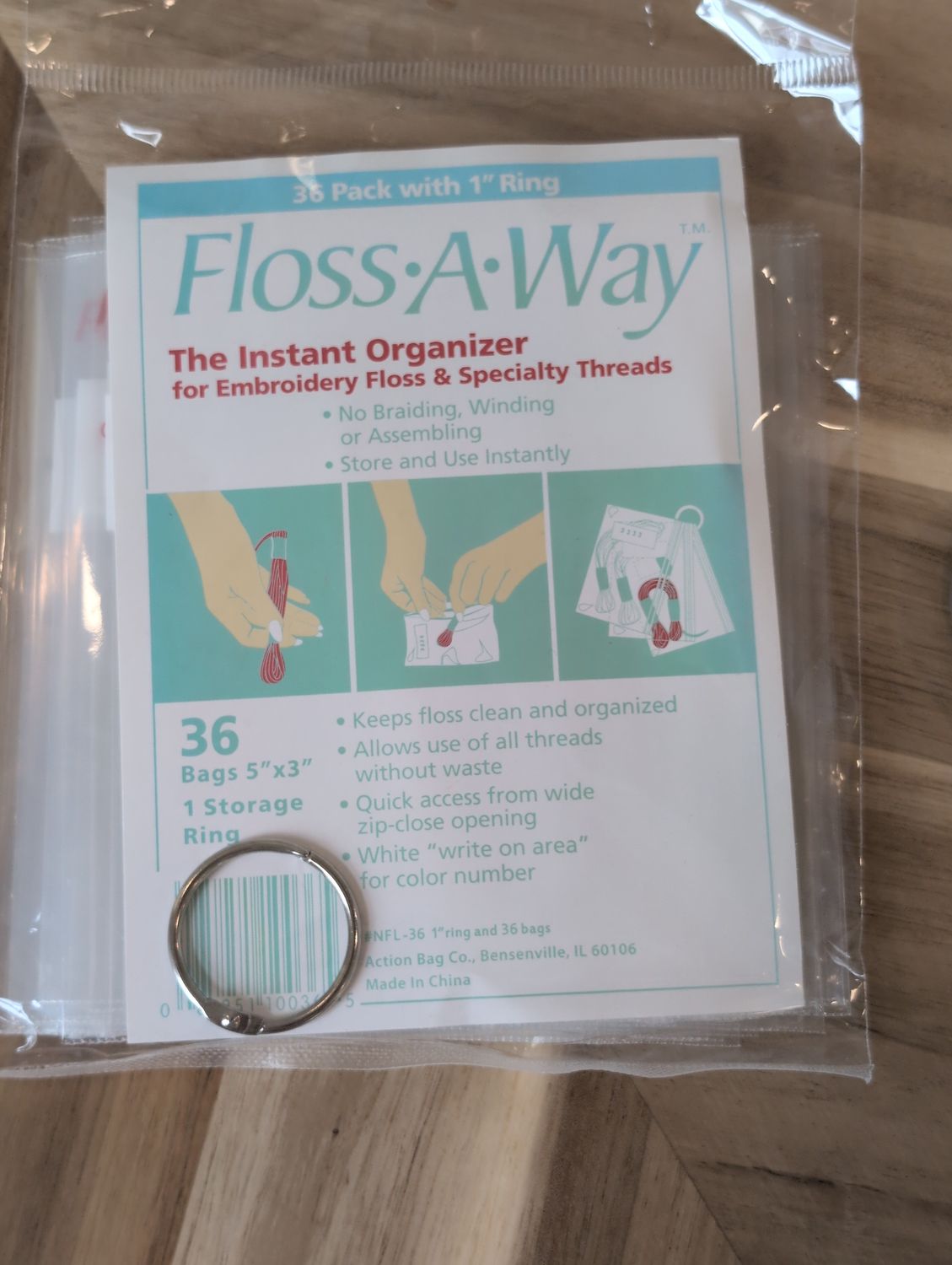 Floss-A-Way Bags and Ring