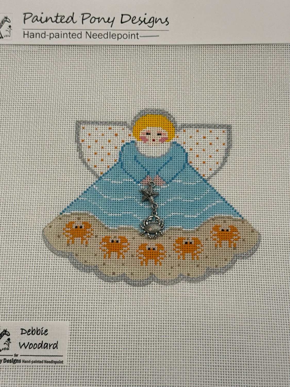 Angel with charms: A Little Bit Crabby (aqua &amp; sand)