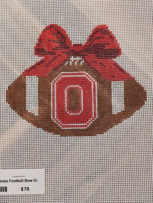 Ohio State Christmas Football Bow Ornament