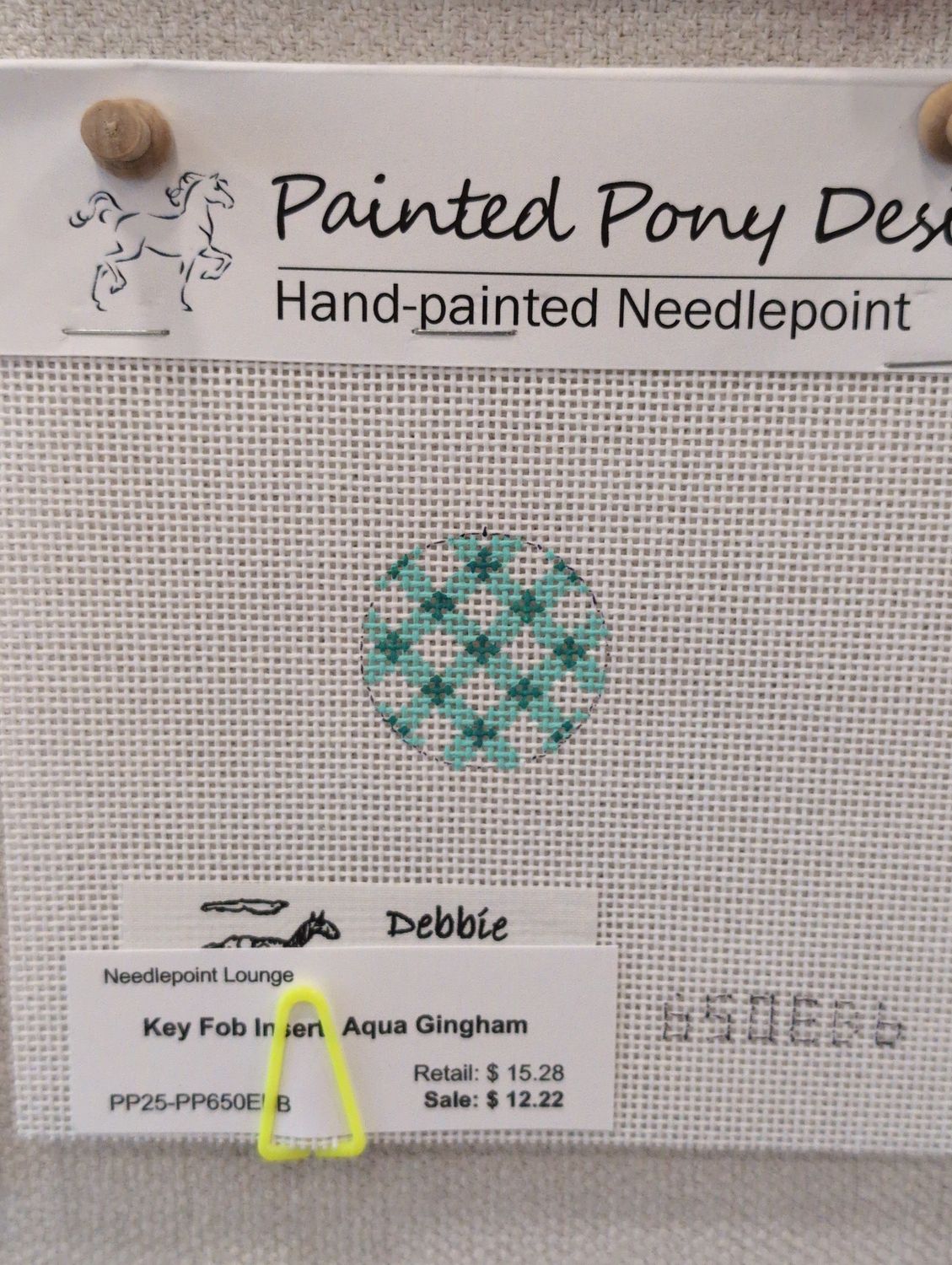 Key Fob Insert: Aqua Gingham