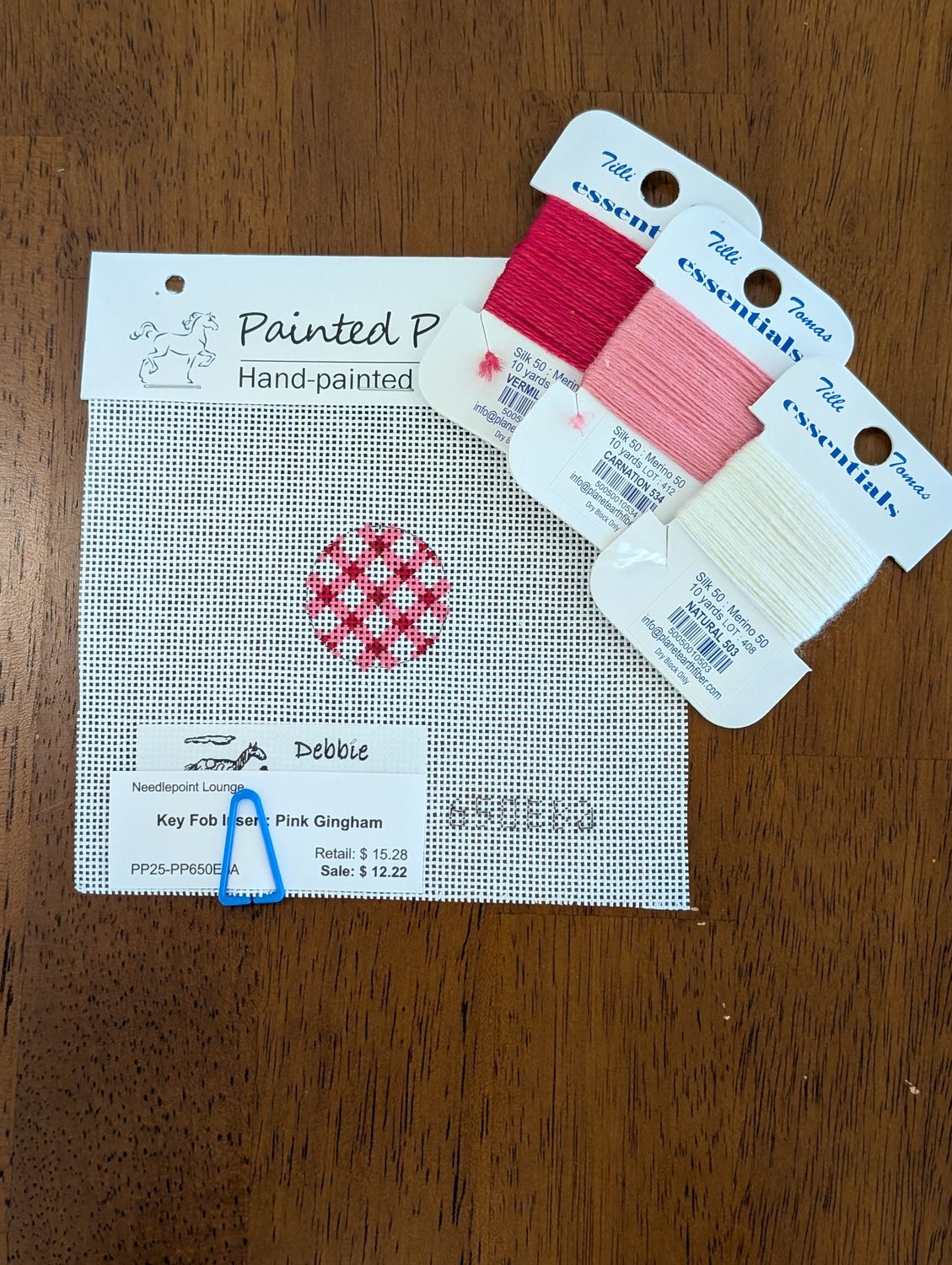 Key Fob Insert: Pink Gingham Kit