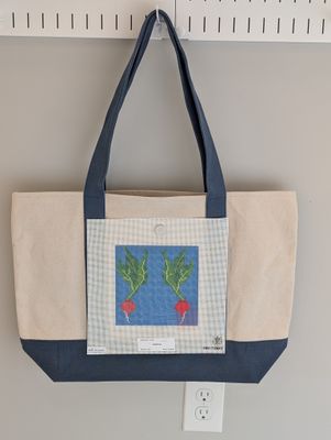 Navy Tote Bag with Radishes Canvas