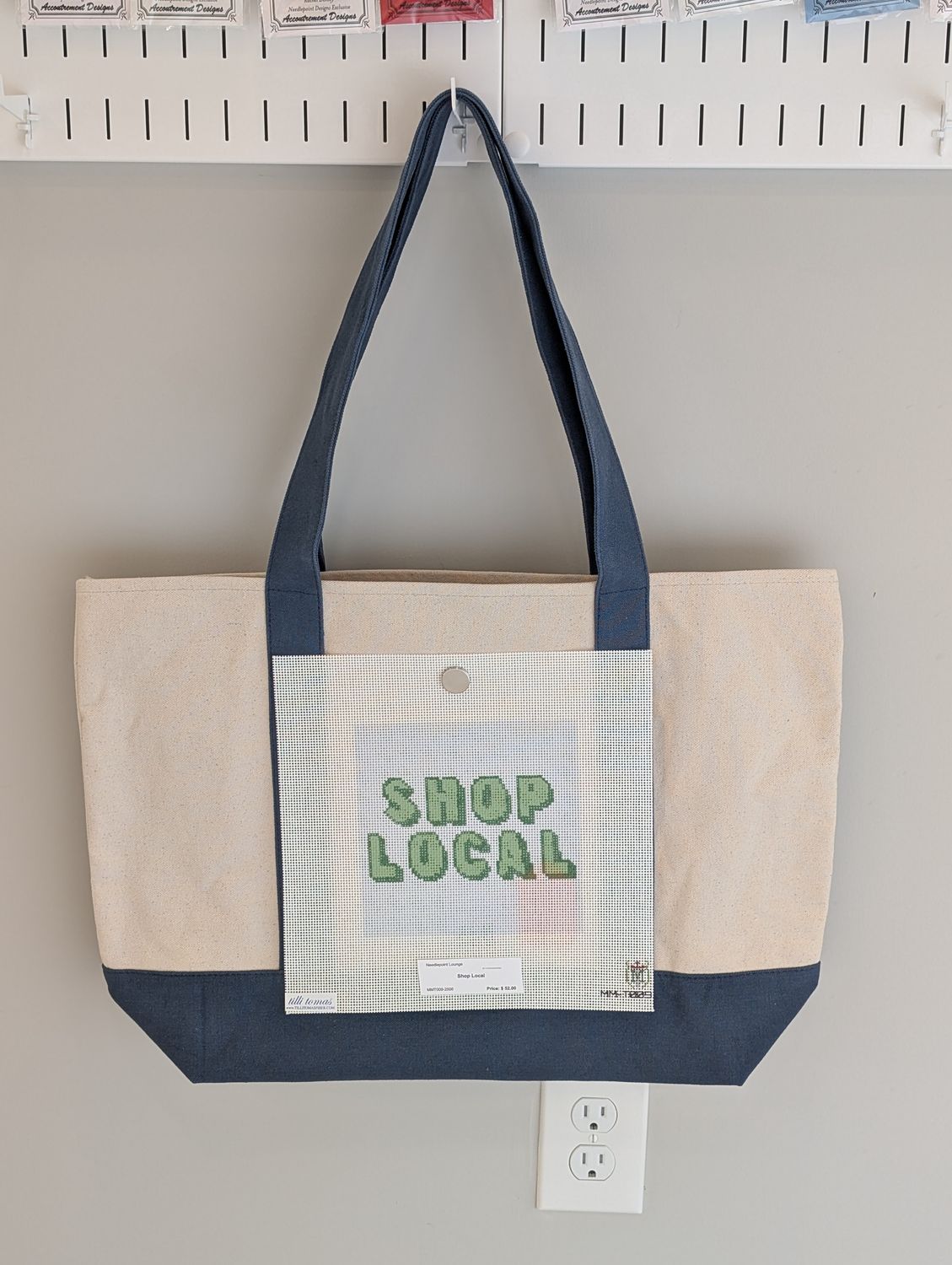 Navy Tote Bag with Shop Local Canvas