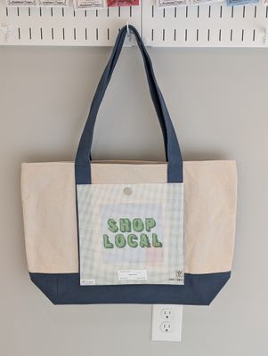 Navy Tote Bag with Shop Local Canvas