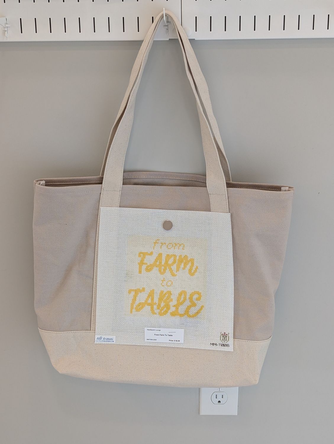 Taupe Tote Bag with From Farm To Table Canvas