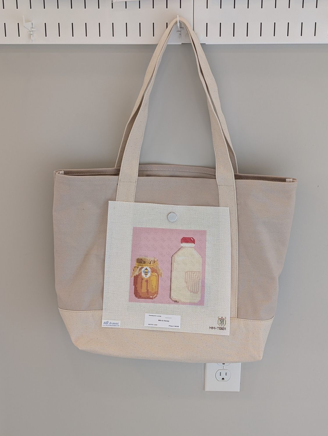 Taupe Tote Bag with Milk &amp; Honey Canvas