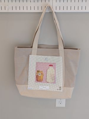 Taupe Tote Bag with Milk &amp; Honey Canvas