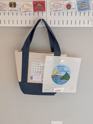 Royal Blue Small Tote with Nature is My Therapist Canvas