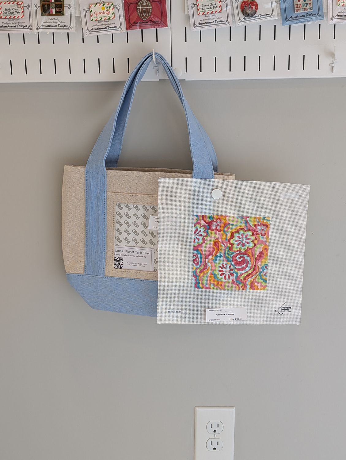Light Blue Small Tote with Pucci Pink Canvas