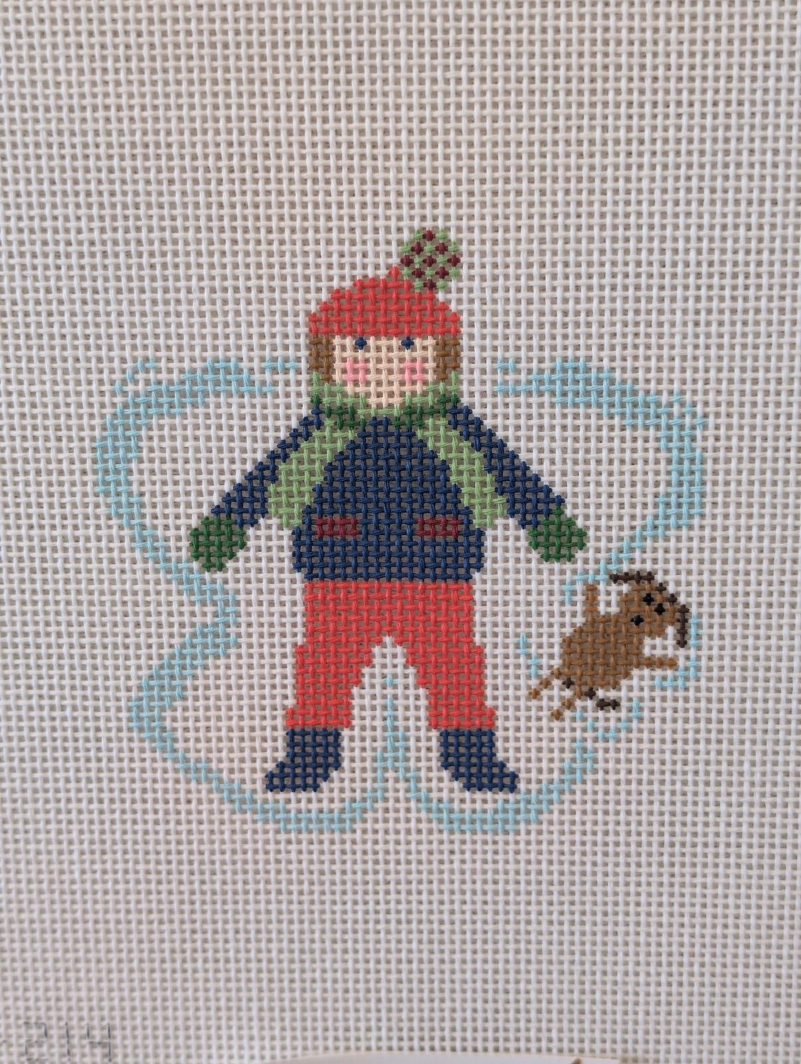 Snow Angel Boy with Dog