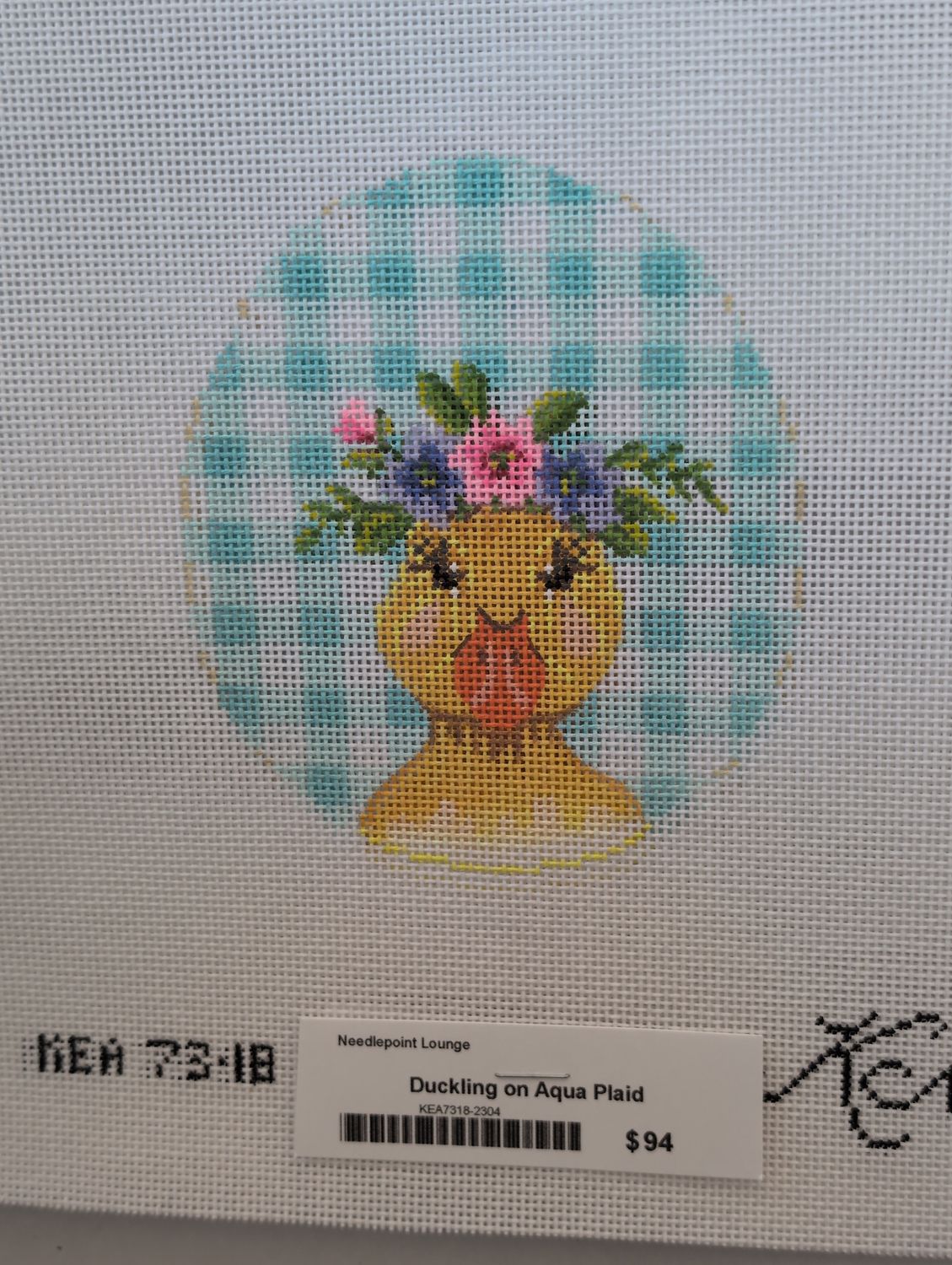 Duckling on Aqua Plaid