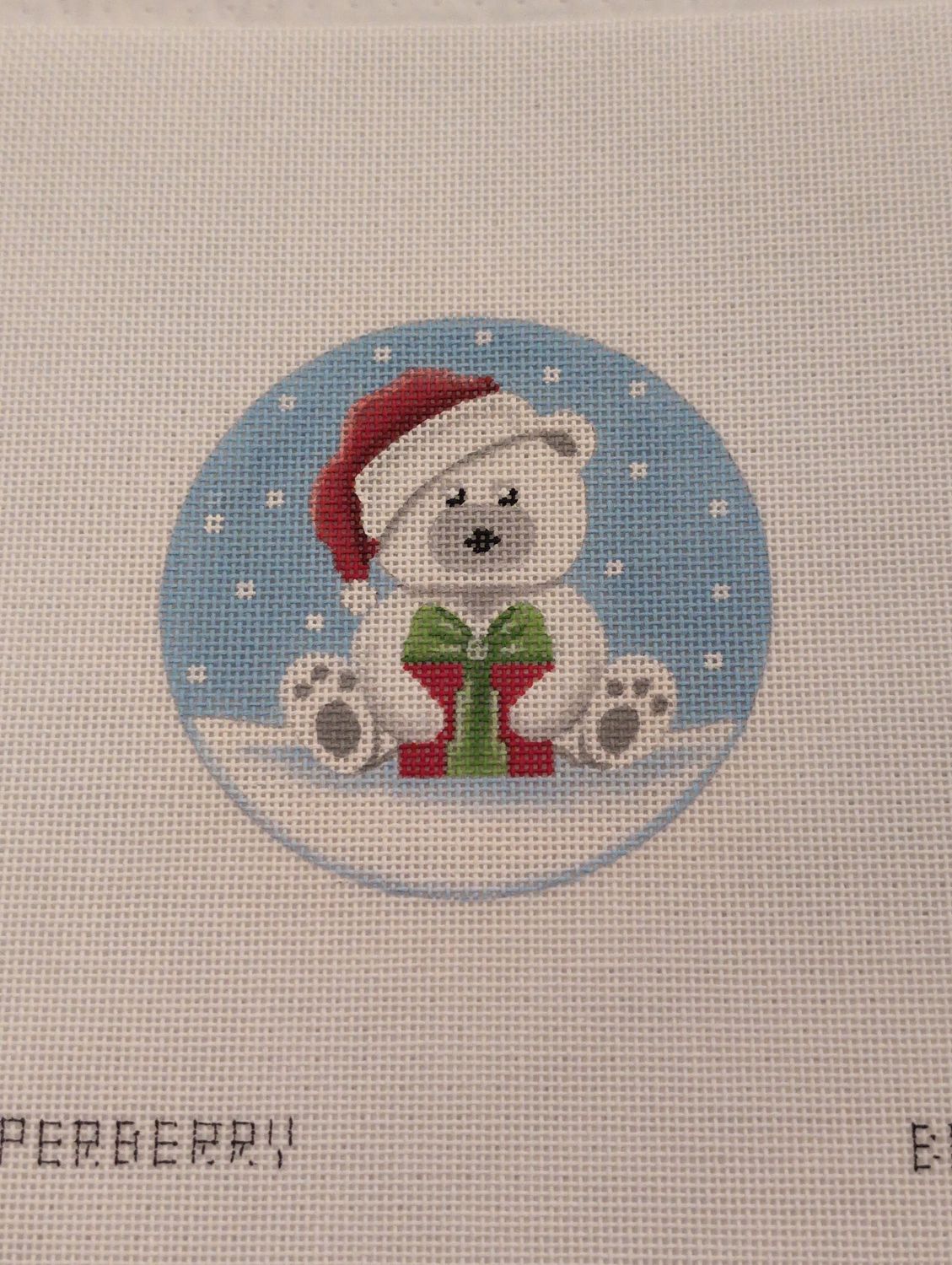 White Santa Bear w/Present