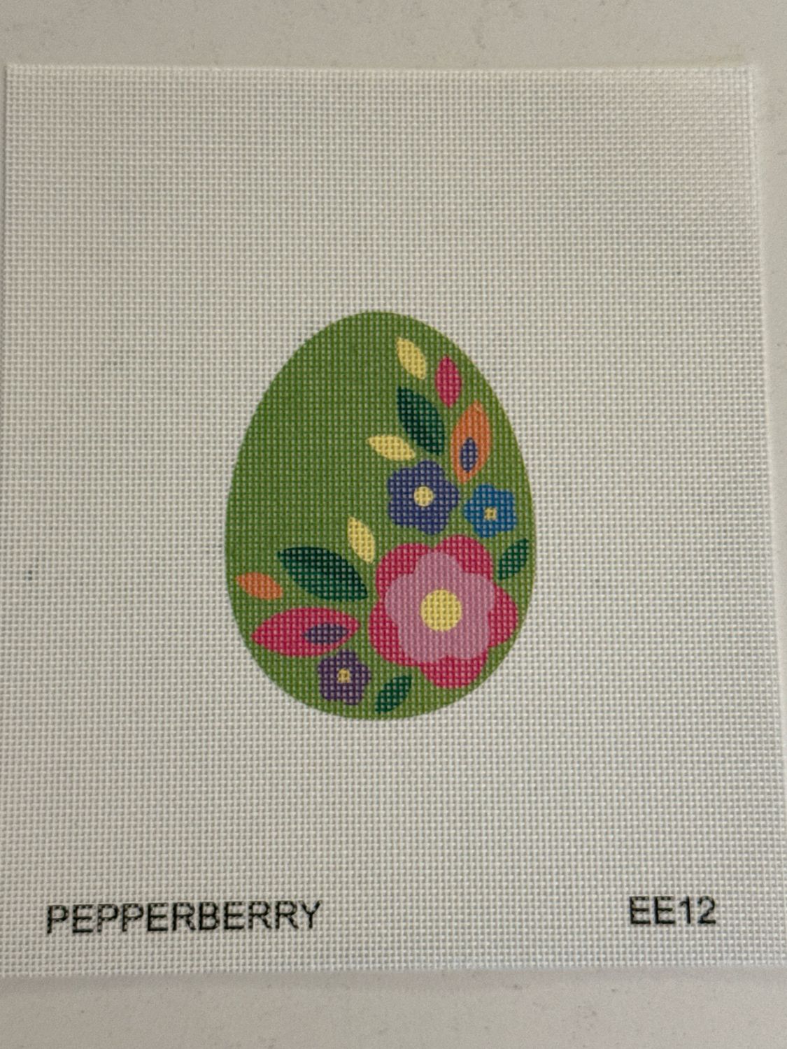 Green Floral Flat Egg
