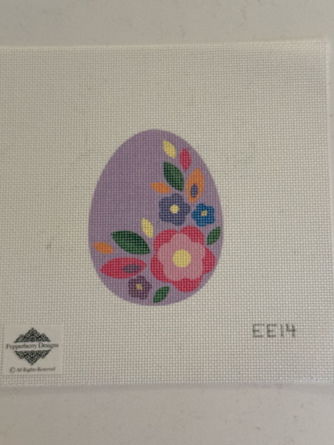 Purple Floral Flat Egg