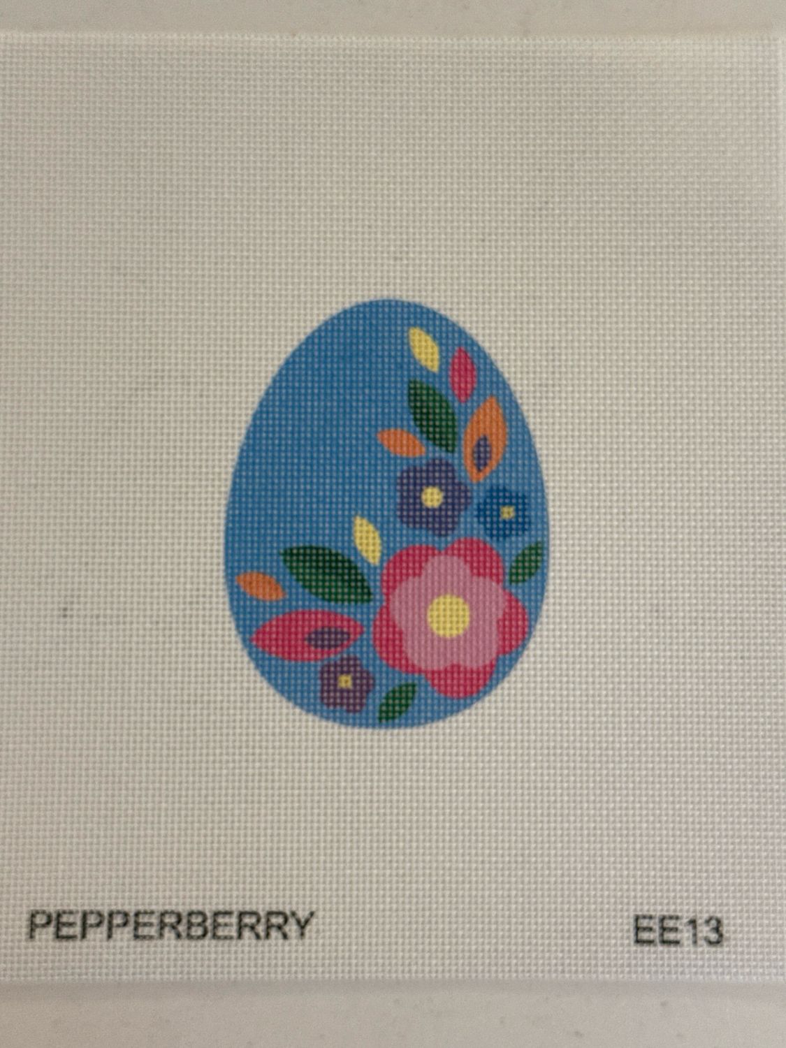 Blue Floral Flat Egg