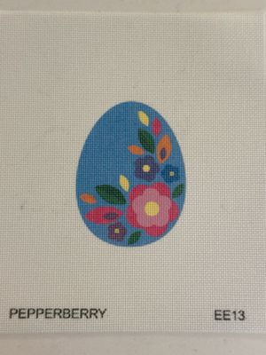 Blue Floral Flat Egg