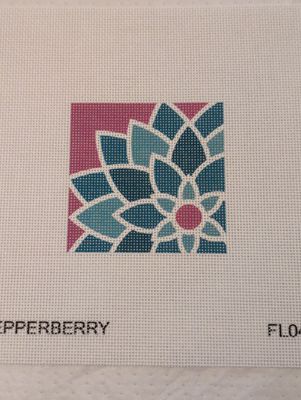 Blue Green Graphic Flower, Sq.