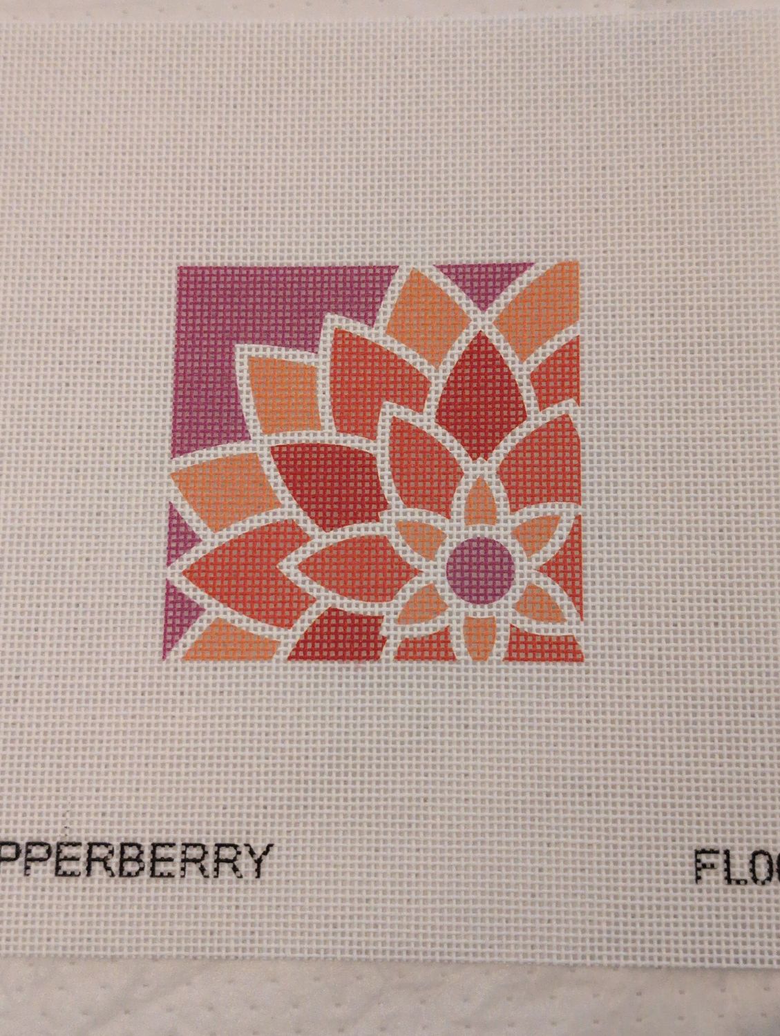 Orange Graphic Flower, Sq.