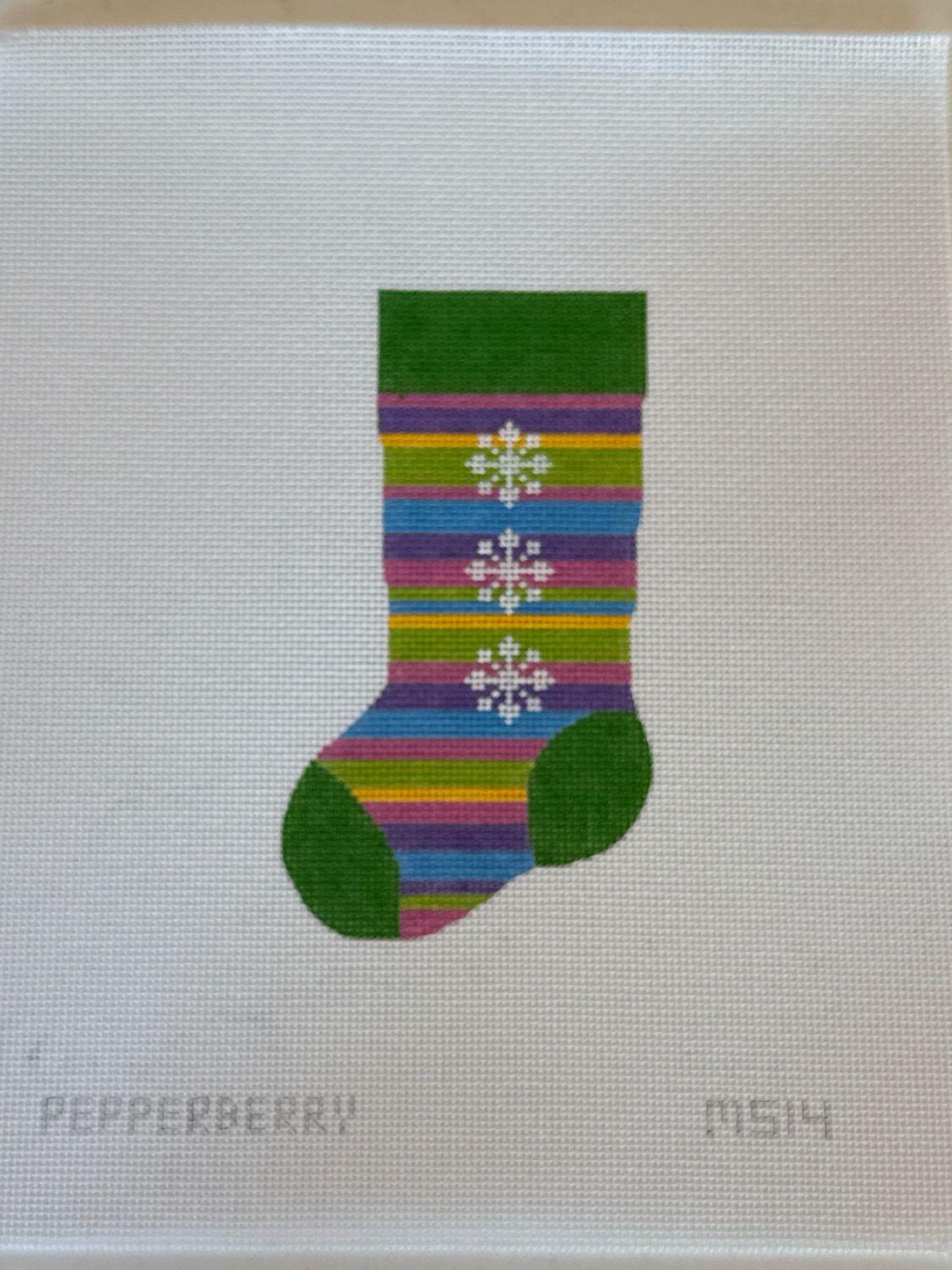 Pk/Pur Stacked Snowflake Mini Stocking