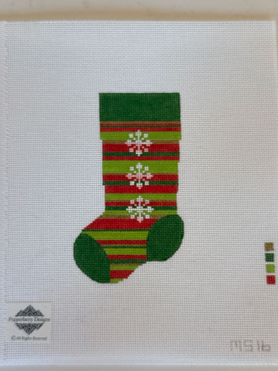Red/Gr Stacked Snowflake Mini Stocking