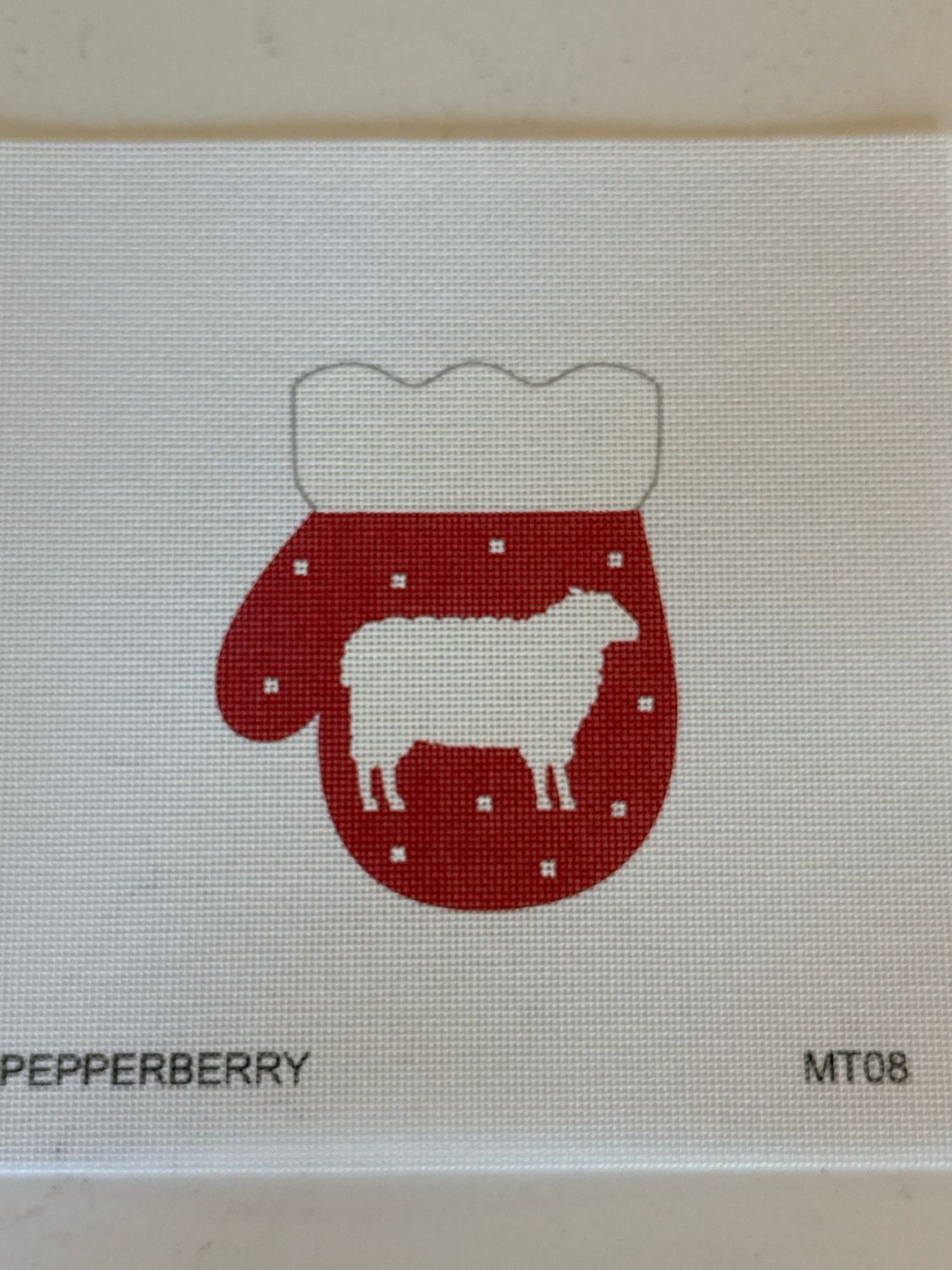French Country Sheep Mitten, R/White
