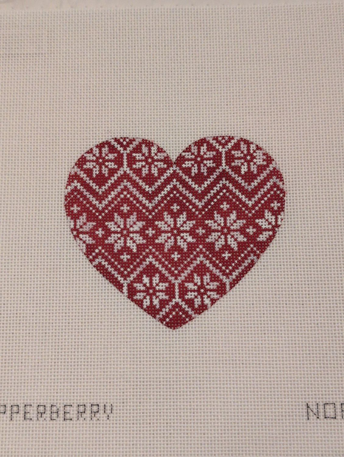 Nordic Snowflake Zigzag Pattern Heart