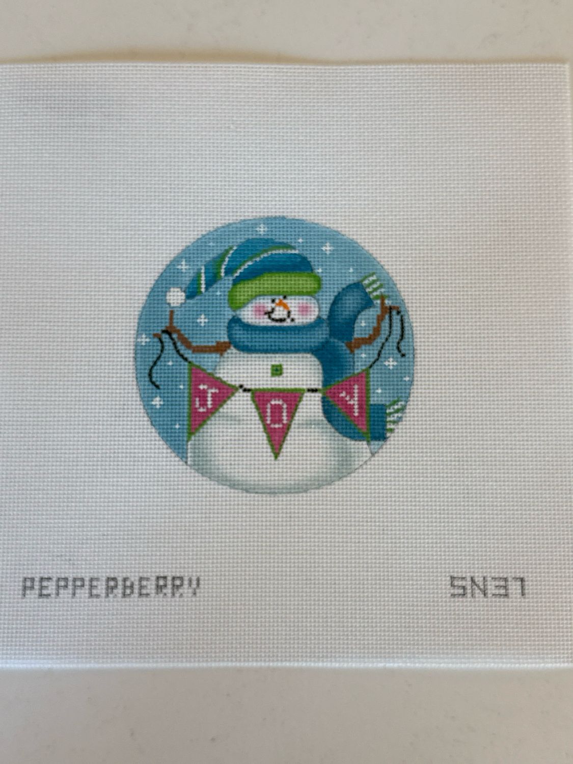 Snowman w/Joy Banner Blue/Green