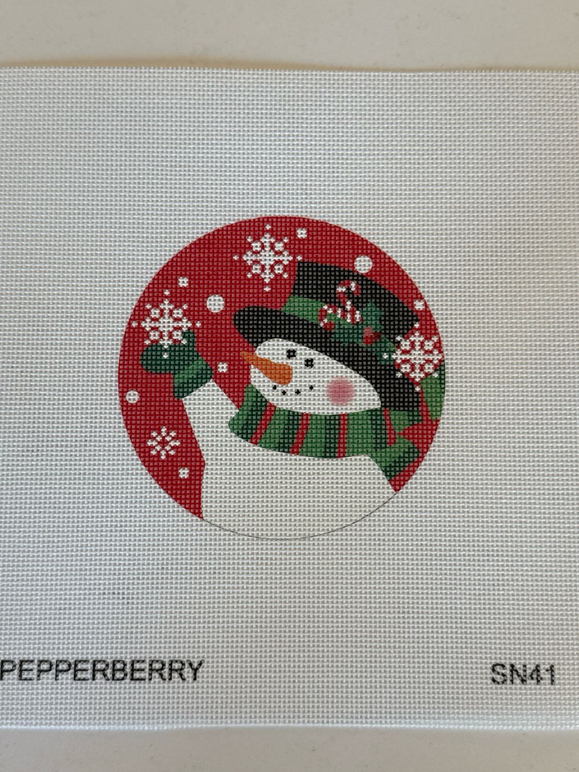 CandyCane Snowman Ornament