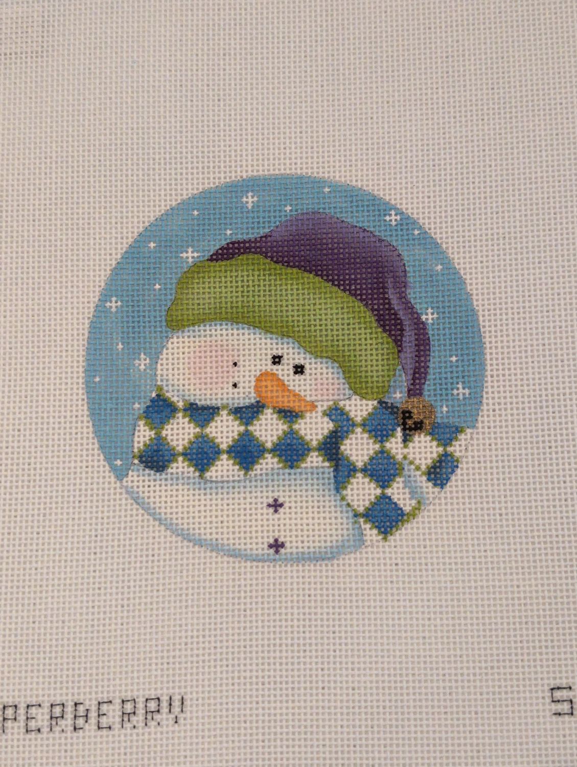 Shy Snowman, green/purple
