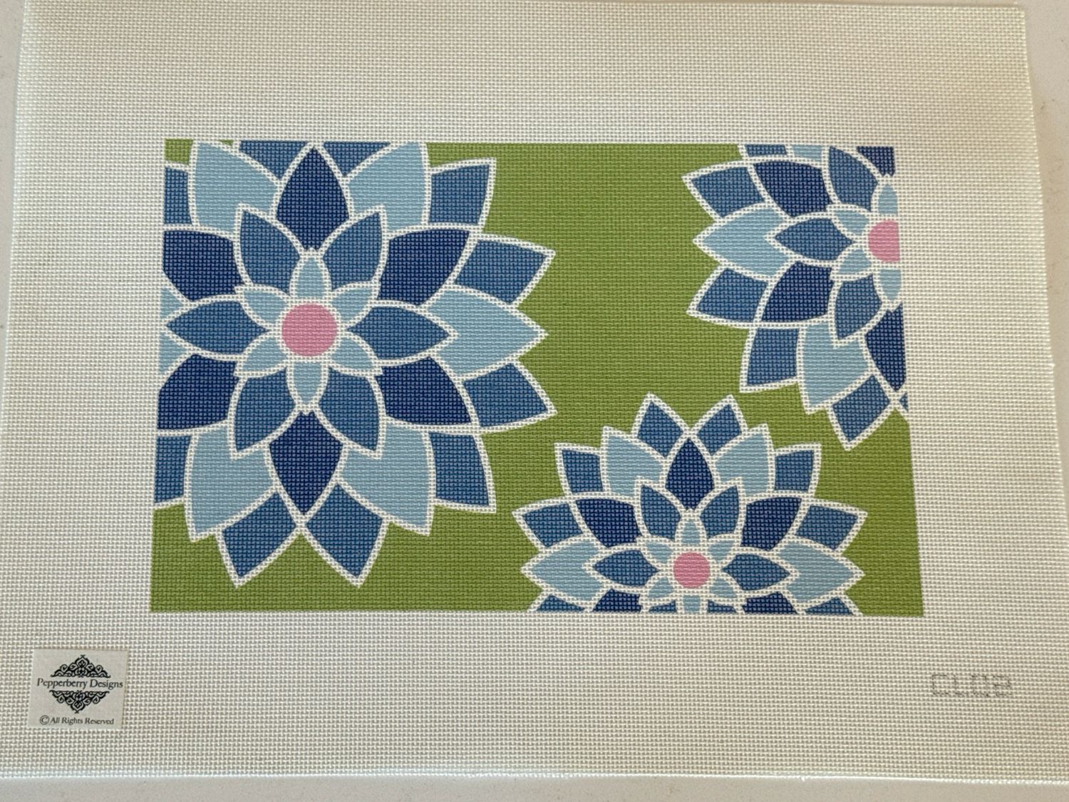 Blue Graphic Flower Clutch