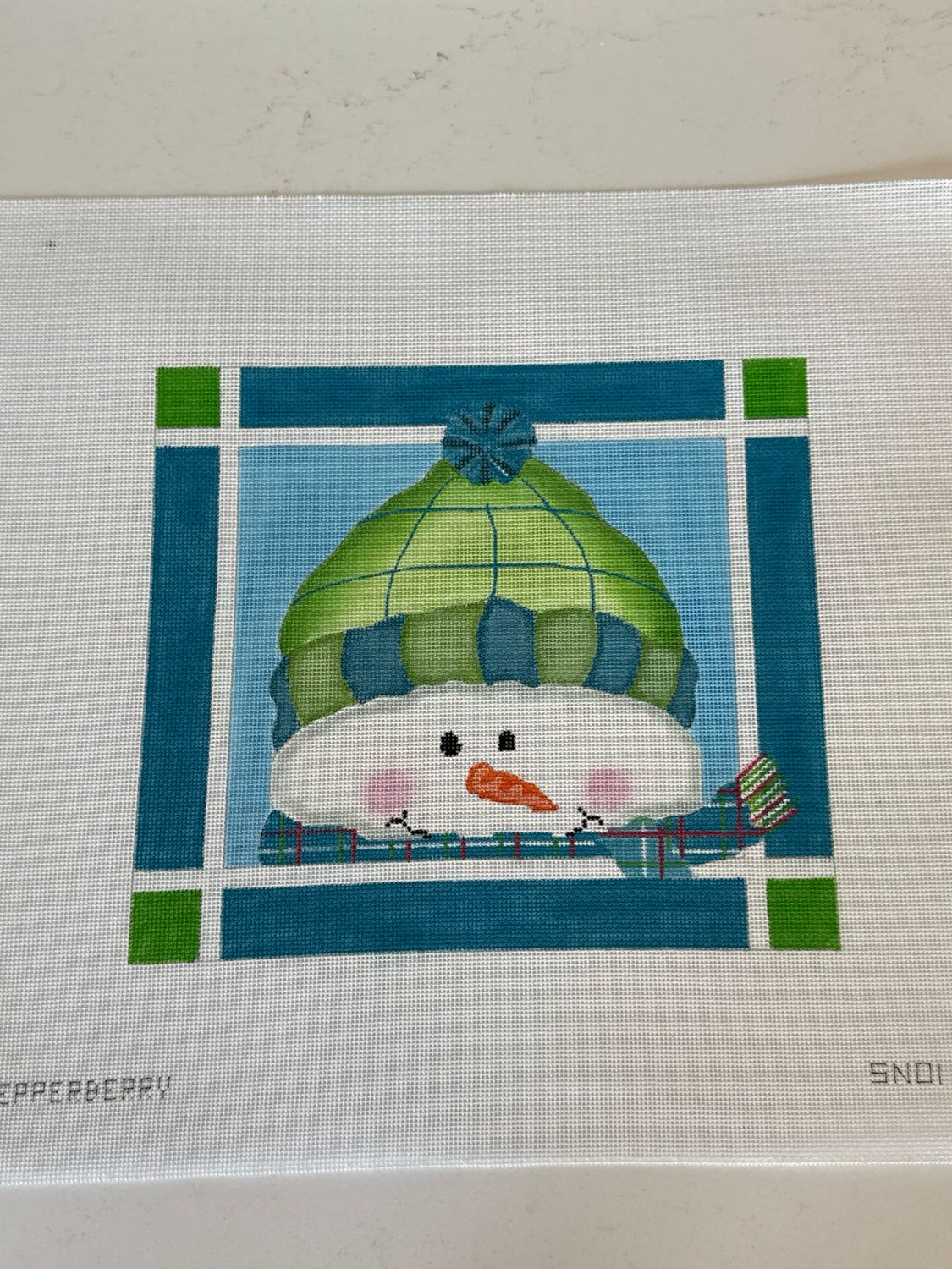 &quot;Brrr...&quot; Green &amp; Blue Snowman