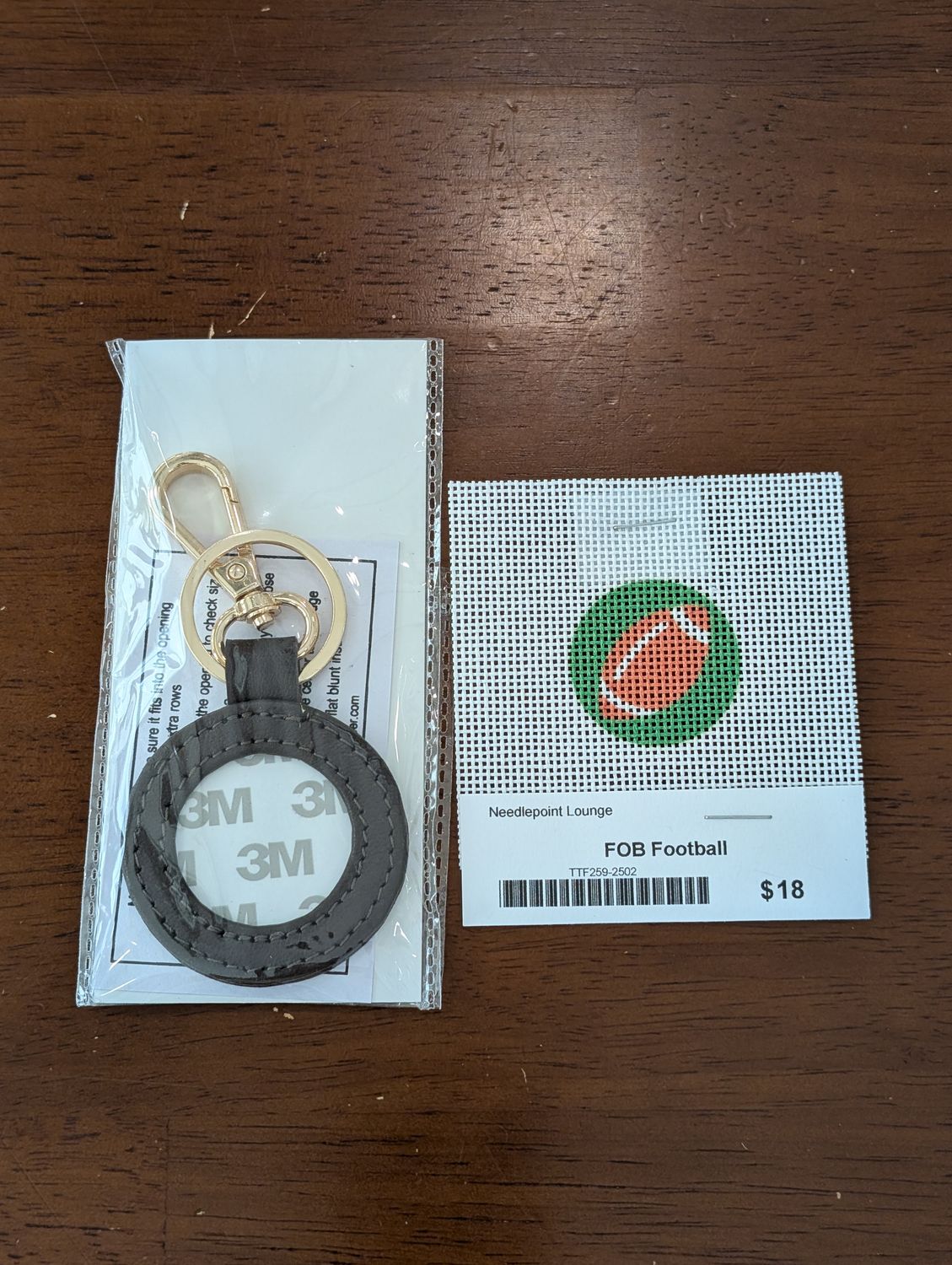 FOB Football and Brown Leather Key Fob Kit