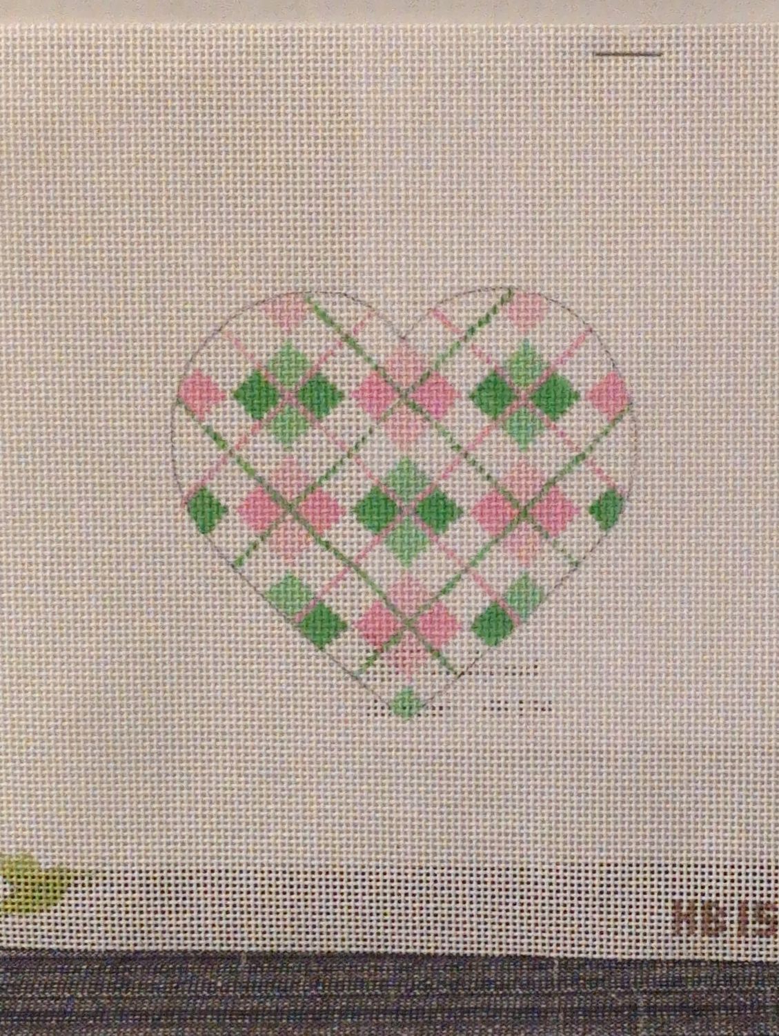 Heart - Pink/Green Argyle with stitchguide