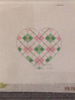 Heart - Pink/Green Argyle with stitchguide