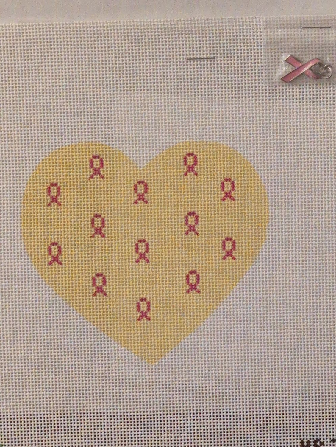 Pink Ribbon Heart Yellow
