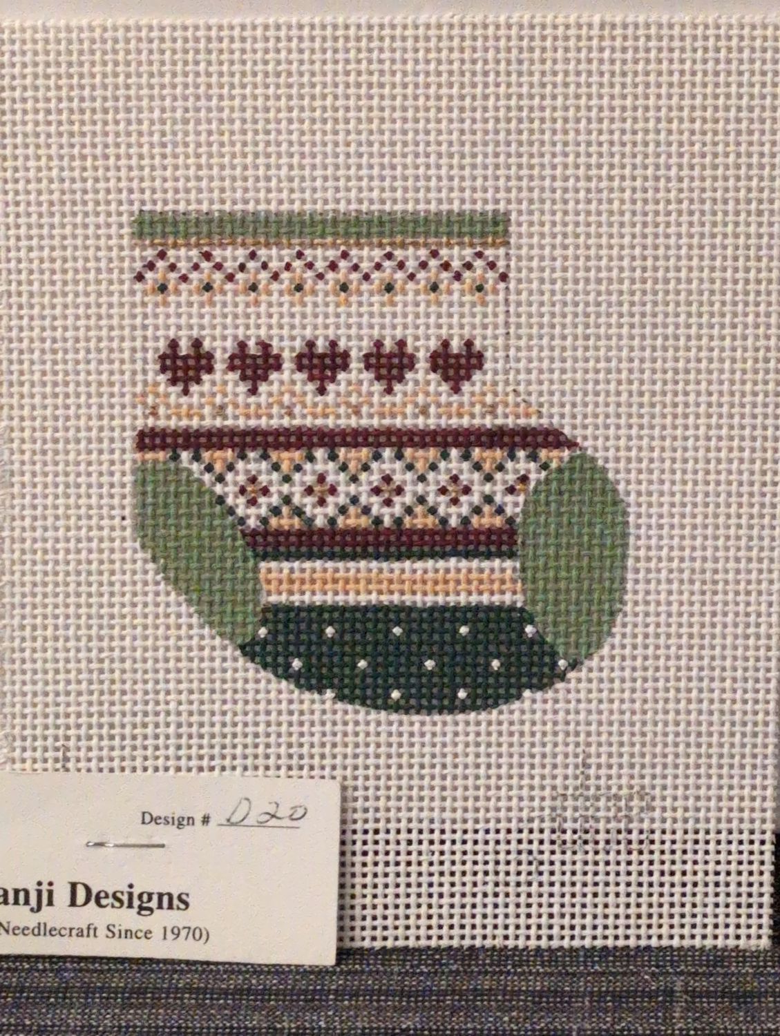 Five Hearts with space for Name - Wee Stocking 18 Mesh